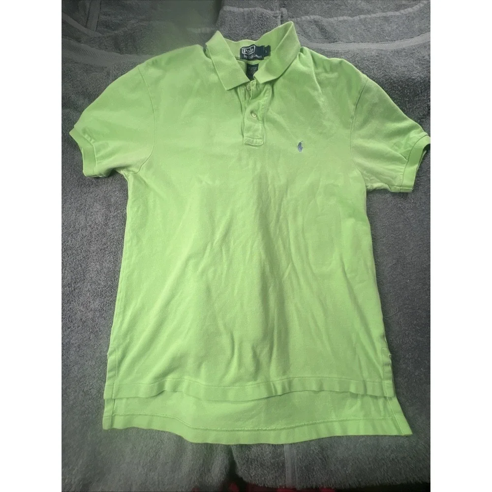 Vtg polo ralph lauren shirt men's Size large lime short sleeve preppy 90s